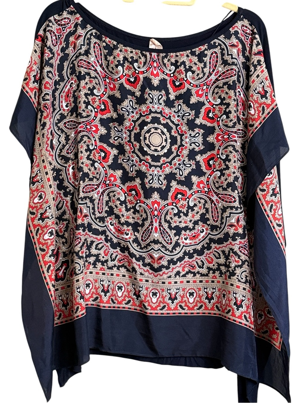 Bailey 44 Navy and Red Paisley Silk Top size small